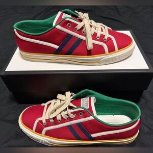 Gucci Red and Green Canvas Sneakers